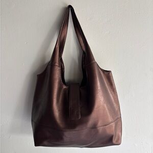Large Bronze Vegan leather Tote Bag